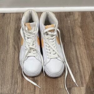 Nike White and Orange Women's Sneakers